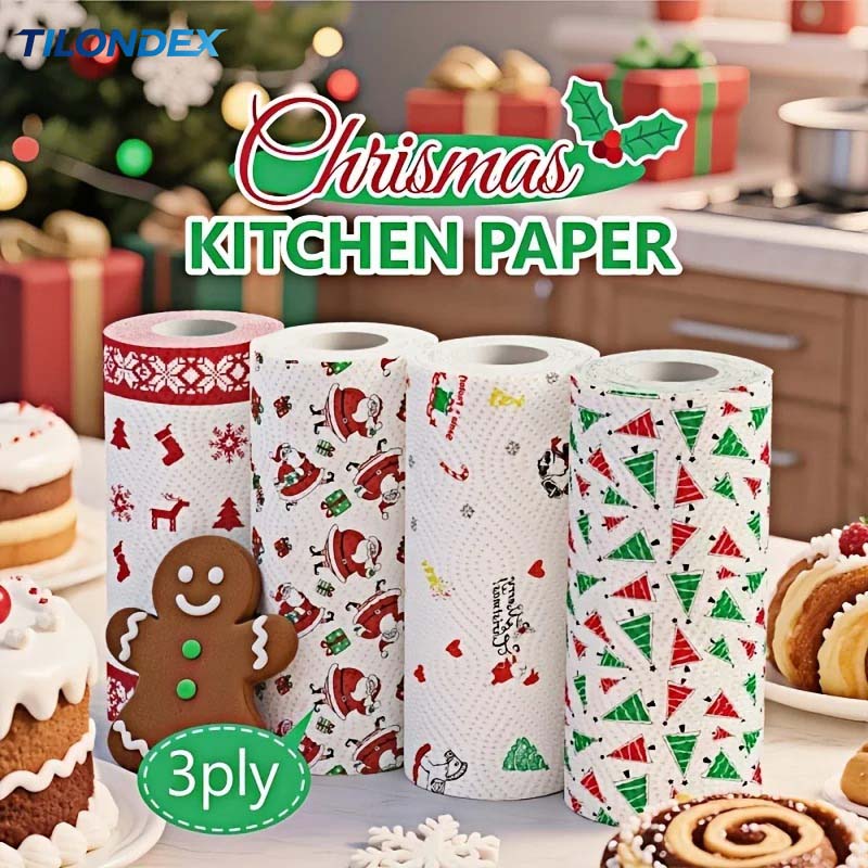 Kitchen Baking Unit - TILONDEX Noel Baskılı Mutfak Kağıt Havluları